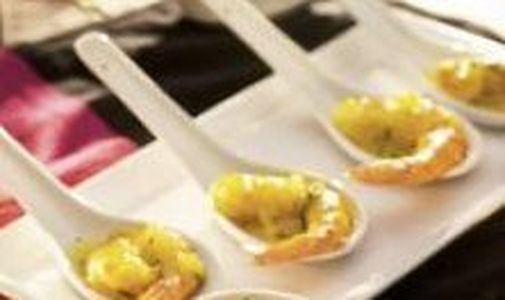 Cucharilla japonesa de langonstinos al azafrán